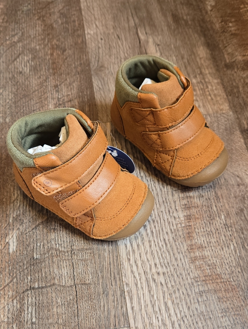 4W Toddler Tan Suede Double-Strap Shoes